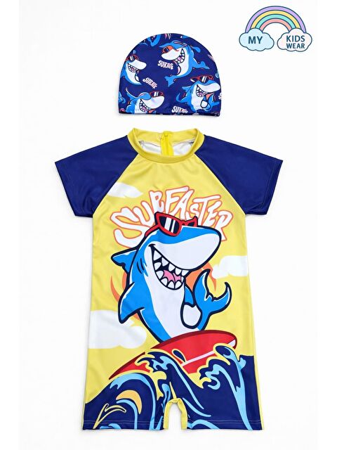 My Kids Wear Erkek Çocuk Boneli Fermuarlı Çocuk Plaj Mayosu 2-8 Yaş 12555 - S000511453-37291