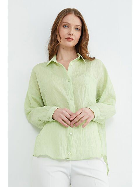 Fullamoda Tek Cepli Çapraz Düğmeli Oversize Gömlek - S000530746-18194