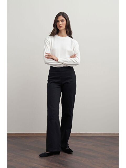 ALLDAY Siyah-Parçalı Gabardin Pantolon - S000501612-19351