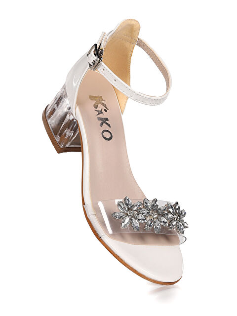 Kiko Kids Yangu Rugan Taşlı Kız Çocuk 3 Cm Şeffaf Topuklu Sandalet Abiye Ayakkabı - S000003032-20063