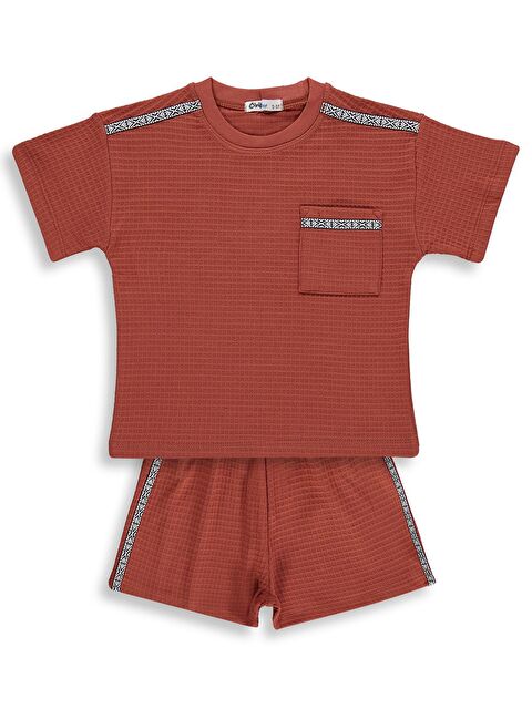 Civil Boys Şerit Parçalı Şortlu 2-5 Yaş Takım - Turuncu