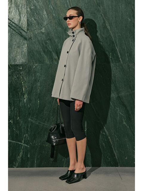 Manuka Henna Yüksek Yaka Trençkot Mavi - S000529503-17234