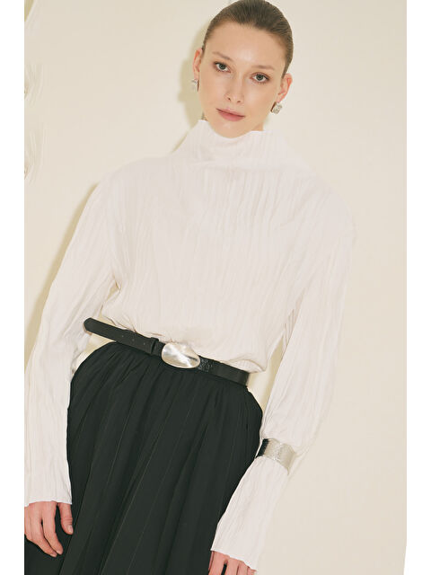 Manuka Crush Kumaşlı Bluz Ekru - S000529502-19965