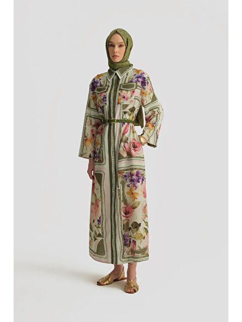 ARMİNE Çiçek Desenli Elbise 25Y9001 Naturel - S000490334-18547