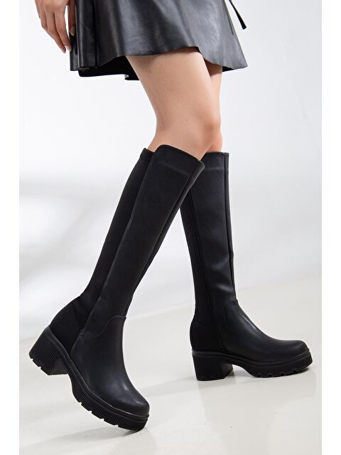 Daxtors D080 Kadın Siyah Çekme Çizme Bot Bootie - S000114806-19351