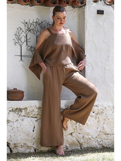 Chiccy Organik Sertifikalı Pamuk Kahverengi Casual Dokuma Alt Üst Takım 50-110 70-65 - S000416162-19413