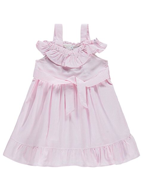 Zeyneva Timo Kız Çizgili Elbise 2-5 Yaş - Pembe