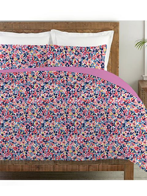Evmila Çiçek Desenli Baskılı Çift Kişilik 200x220 Cm 2 Adet 50x70cm Nevresim Takımı ÇARŞAFSIZ - S000284637-23173