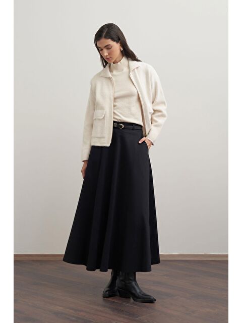 ALLDAY Siyah-Kloş Gabardin Etek - S000500258-19351