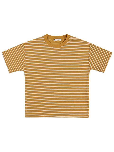 Civil Boys Kabartma Çizgili 6-9 Yaş Tişört - Hardal
