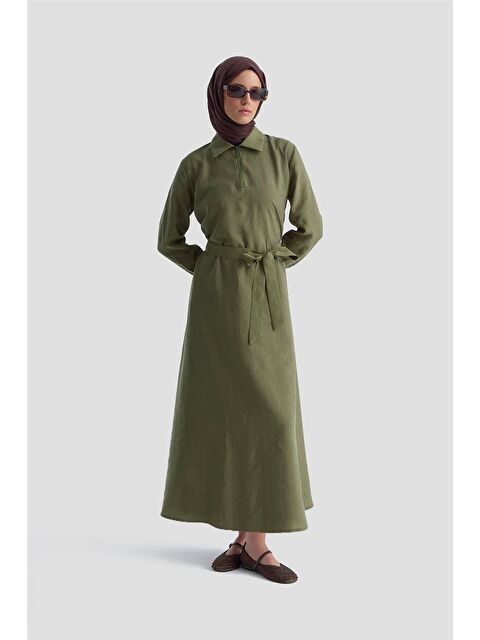 ARMİNE Fermuar Detaylı Elbise 25Kd4006 Haki - S000490338-18547