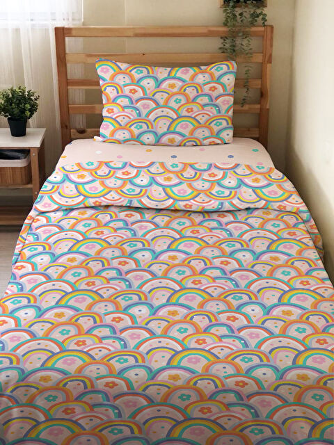 Evmila Desenli Çarşafsız 2 li Takım Baskılı Tek Kişilik Nevresim Takımı 160x220 cm - S000291193-23173