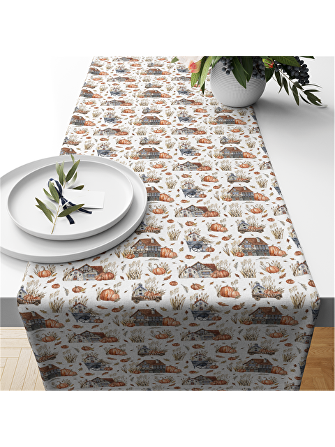 Evmila Sonbahar Temalı Kadife 40x140 Runner - S000285850-23173