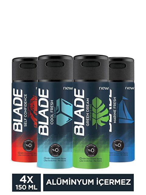 Blade Erkek Deodorant 150 Ml 4'lü Set (Self,Green,Marine,Cool) - S000335010-27599