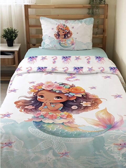 Evmila Denizkızı Desenli Çarşafsız 2'li Takım Baskılı Tek Kişilik Nevresim Takımı 160x220 cm - S000164157-23173