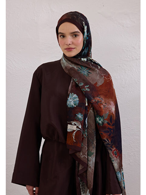 Fresh Scarfs Dıtsy Leaves Desen Rami Şal Kahve - S000420262-28102