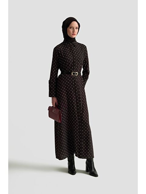 ARMİNE Puantiyeli Elbise 25Kd1007 Siyah - S000490345-19351