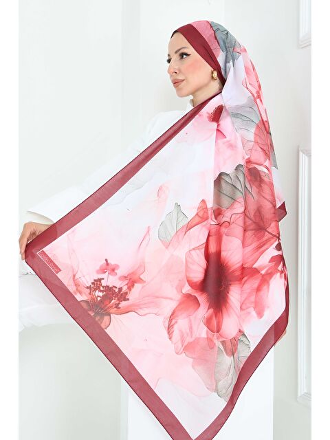Tofisa Pastel Flora Serisi Pamuk Şal Mercan - 27857-MERCAN - S000463377-19963