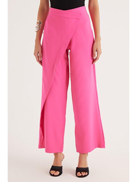 TUDORS Kadın Standart Fit Geniş Paça Fuşya Double Pantolon - S000523018-18686