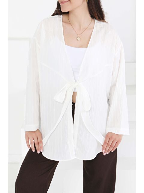 Tofisa Bağlamalı Ceket Beyaz - 27486 - S000425442-20063