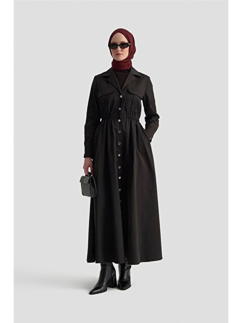 ARMİNE Düğmeli Elbise 25Kd1702 Siyah - S000490347-19351