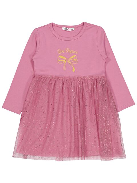 Civil Girls Fiyonk Baskılı 2-5 Yaş Elbise - Pembe 5-6 Yaş - S000494747-20024