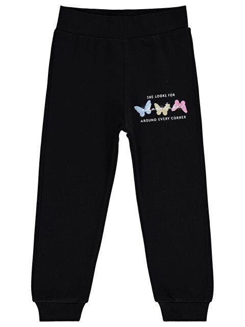 Civil Girls Renkli Kelebek Baskılı 2-5 Yaş Eşofman Altı - Siyah 2-3 Yaş - S000494735-19351
