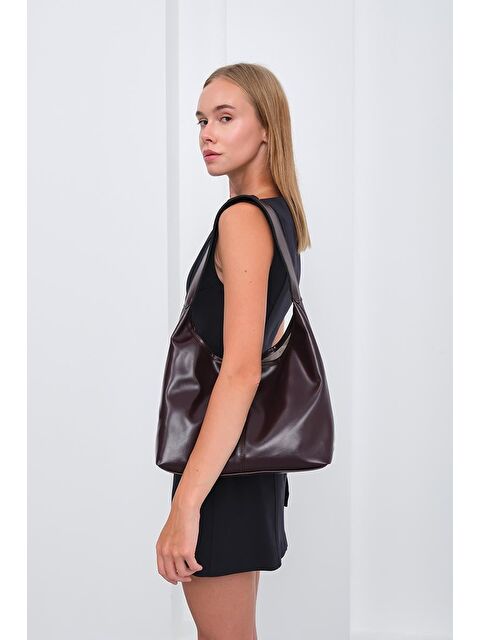 Shulebags Gina Vintage Deri Omuz Çantası Mürdüm - S000449708-20036