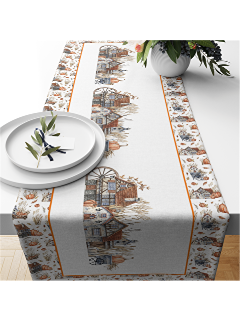 Evmila Sonbahar Temalı Kadife 40x140 Runner - S000285851-23173