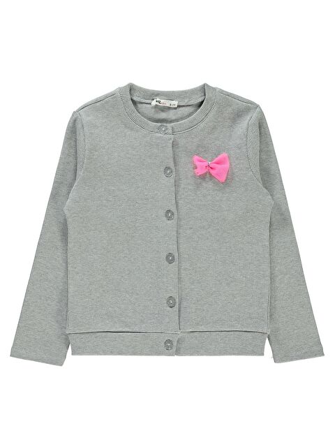 Civil Girls Yakası Fiyonklu 6-9 Yaş Hırka - Gri 9-10 Yaş - S000323085-20600