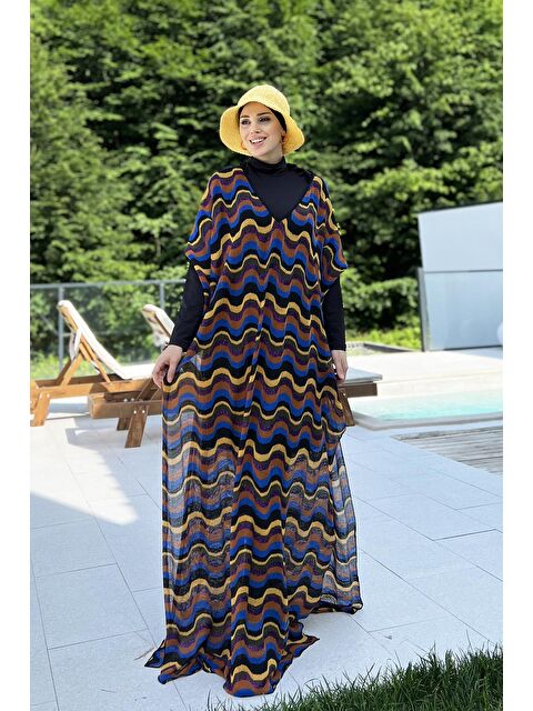 Remsa Mayo Tesettür Mayo Üzerine Triko Örme Tek Kaftan Pareo 430-T9 Renkli - S000217080-20013