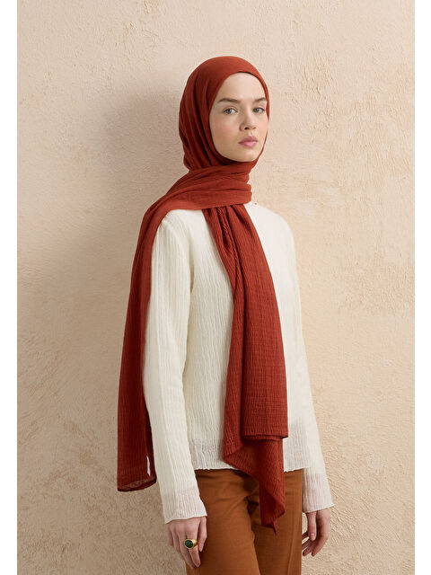 Fresh Scarfs Modal Krinkıl Şal Kiremit - S000420277-18657