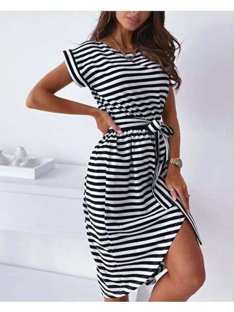 Jane's Kadın Kuşaklı Turlu Viskon Kumaş Elbise