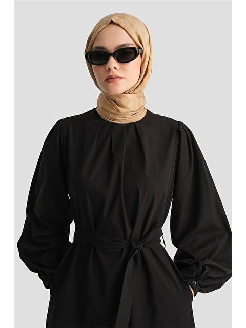 ARMİNE Pile Detaylı Pamuk Elbise 25Y9024 Siyah - S000407522-19351