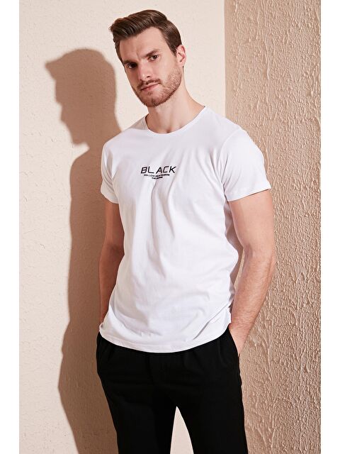 Buratti Baskılı Bisiklet Yaka %100 Pamuk Slim Fit Erkek Tişört 541FOLLOW - S000139035-20063