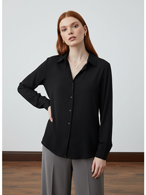 Pera Moda Arkası Uzun Tiril Tiril Viskon Kadın Gömleği - S000506614-19351