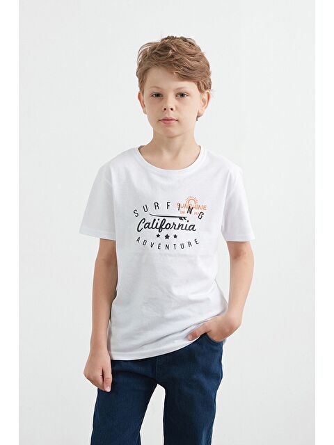 Fullamoda %100 Pamuk Önü Ve Arkası Yazı Baskılı Erkek Çocuk Tişört - S000404085-20063