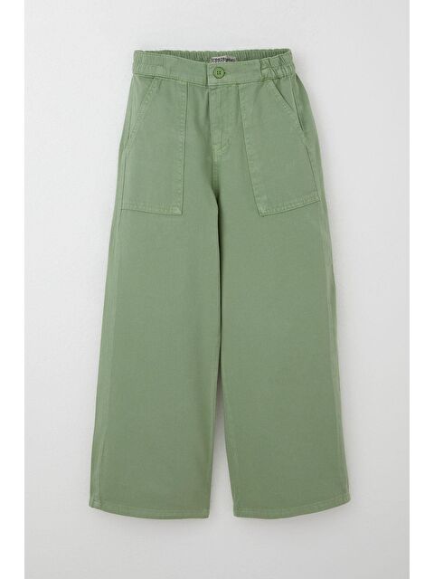 Breeze Kız Çocuk Gabardin Pantolon Geniş Paça Beli Lastikli Mint Yeşili (5-9 Yaş) - S000401062-1180