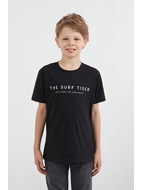 Fullamoda %100 Pamuk The Surf Tiger Baskılı Erkek Çocuk Tişört - S000404061-19351
