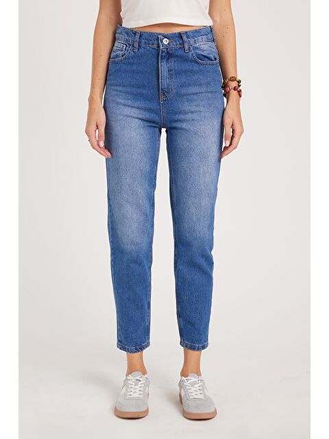 TUDORS Kadın Slim Fit Dar Kesim Pamuklu Dar Paça Mavi Jean Pantolon - S000523027-17234