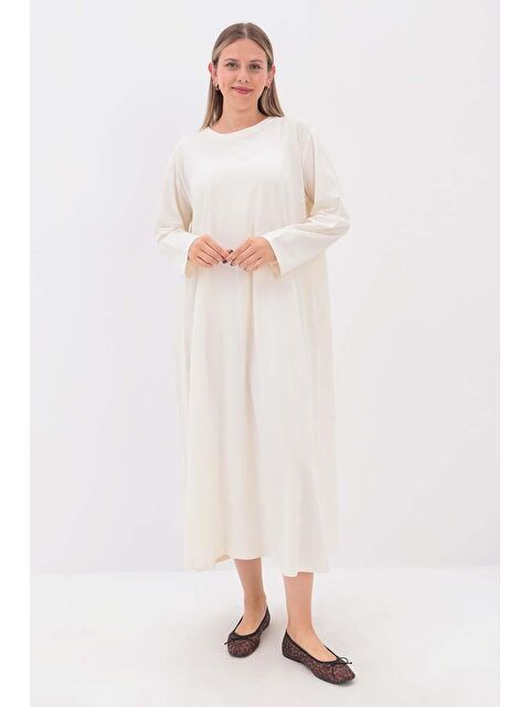 ALLDAY Ekru-Uzun Kollu İçlik Elbise - S000220319-19965