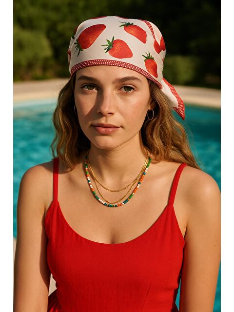 New Obsessions Bohem Saten Dokulu Bandana Fular - S000414026-20045