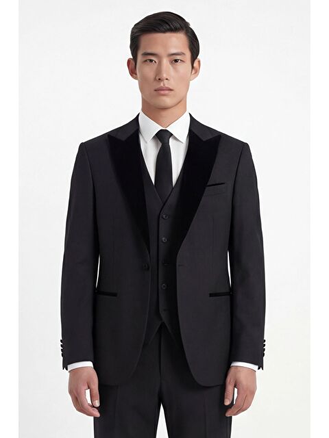 Sabri Özel Siyah Wedding Vest Suit - S000523892-19351