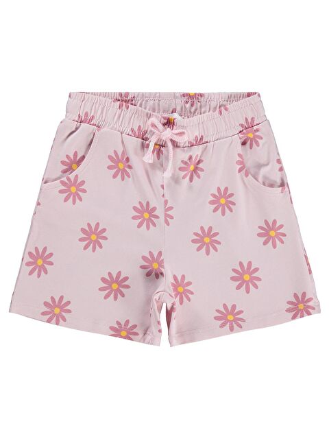 Civil Girls Papatya Desenli 6-9 Yaş Şort - Pudra