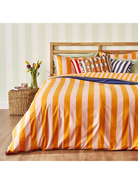 Bella Maison %100 Pamuk Line Çift kişilik Nevresim Takımı Turuncu (200x220 cm) - S000366172-20013