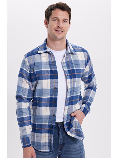 TUDORS Erkek Slim Fit Dar Kesim Kareli Kışlık Oduncu Gömlek - S000519189-17234