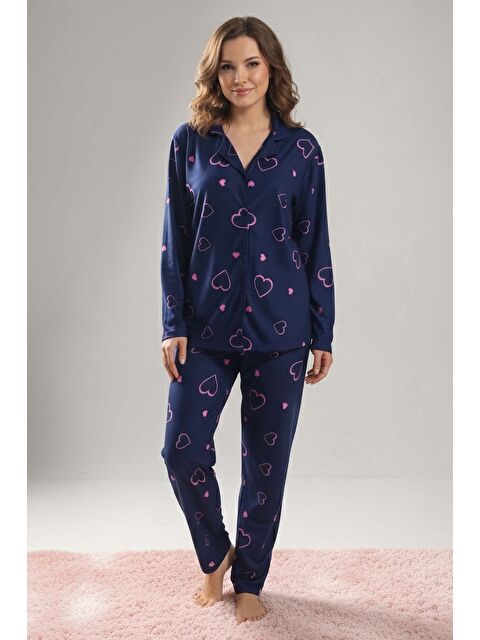 Tofisa Desenli Baskılı Pijama Takımı Lacivert - 28064-LACIVERT - S000488880-21164