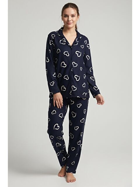 Tofisa Desenli Baskılı Pijama Takımı Siyah - 28064-SIYAH - S000488880-19351