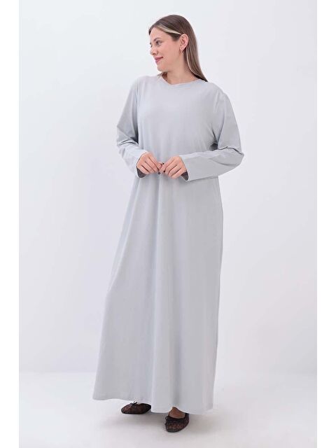 ALLDAY Gri-Uzun Kollu İçlik Elbise - S000220319-20600