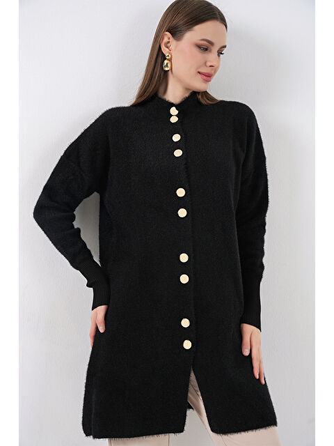 Bigdart Kadın Yumuşak Dokulu Uzun Triko Hırka 15953 - Siyah - S000462898-19351